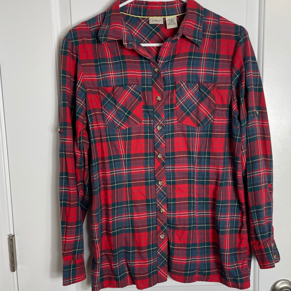 L.L Bean Plaid Long Sleeve Button Down - Picture 3 of 9